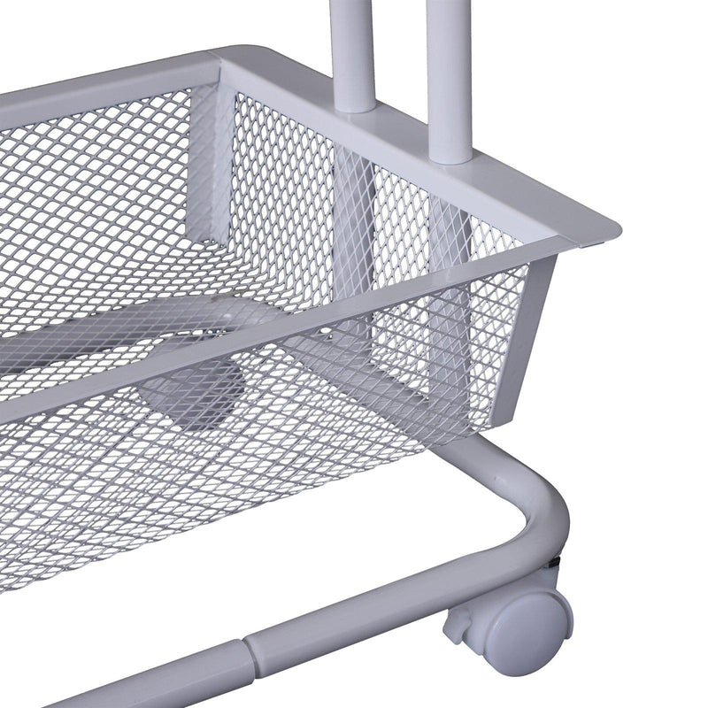 Carrello da Cucina Multiuso Salvaspazio 3 Livelli in Acciaio a Rete Bianco 40x30x79 cm 