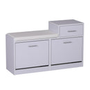 Divanetto Scarpiera 3 Scomparti con Cuscino Bianco 94.5x57x30 cm 