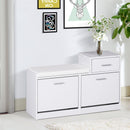 Divanetto Scarpiera 3 Scomparti con Cuscino Bianco 94.5x57x30 cm 