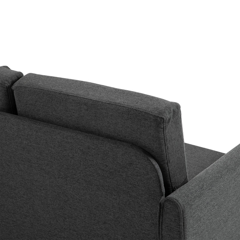 Divano 2 Posti 141x65x78 cm Imbottito con Rivestimento in Lino Grigio Scuro 