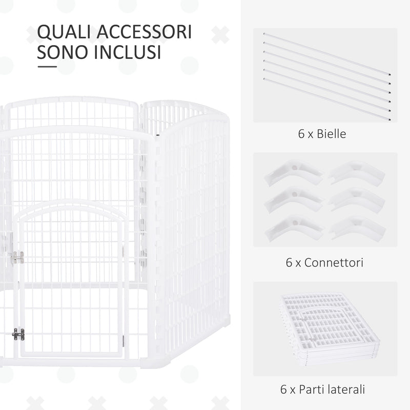 Recinto per Animali Domestici Cani Gatti Ø135 cm in Plastica  Bianco