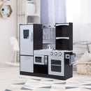 Cucina Giocattolo per Bambini con Frigo e Microonde  Nera e Grigia