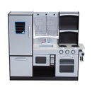 Cucina Giocattolo per Bambini con Frigo e Microonde  Nera e Grigia