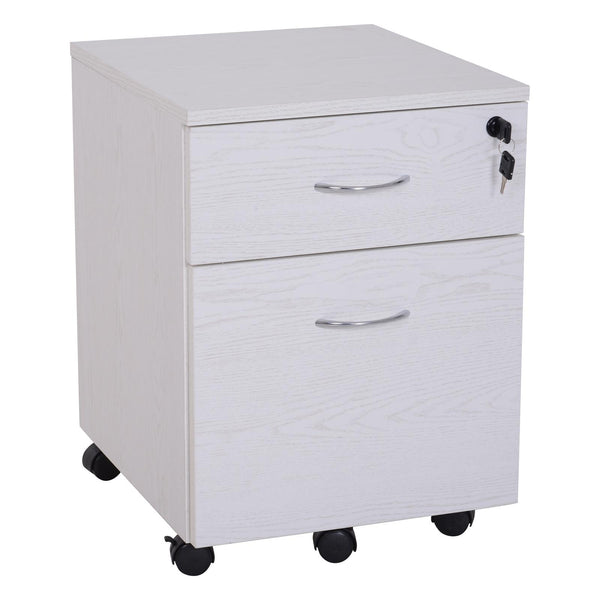 sconto Porte-documents de bureau en bois 2 tiroirs pour serrure de sécurité blanche A4