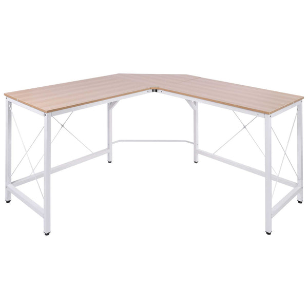sconto Grand bureau d'angle en métal et MDF 150x150x76 cm Blanc