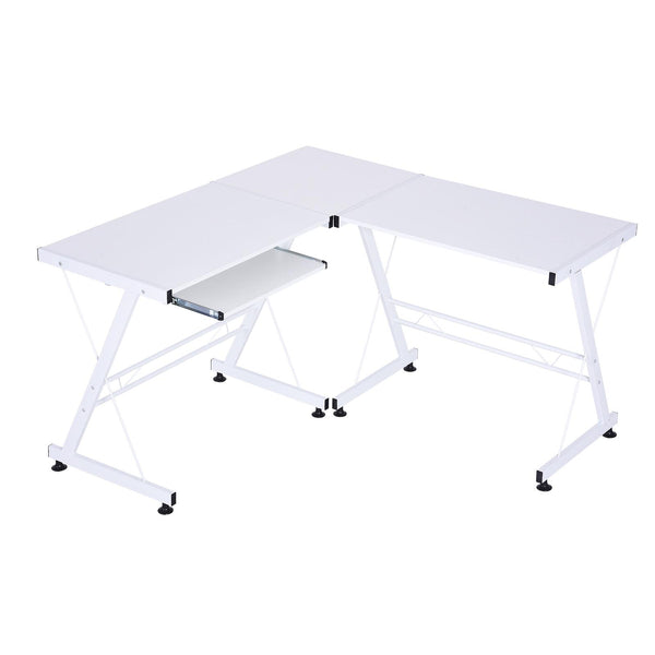 online Grand Bureau d'Angle en Acier et MDF 130x130x73,5 cm Blanc