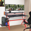 Scrivania da Gaming 168x66x92.5 cm in Acciaio e MDF con Portabicchiere  Rossa e Nera