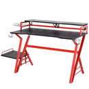 Scrivania da Gaming 168x66x92.5 cm in Acciaio e MDF con Portabicchiere  Rossa e Nera