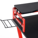 Scrivania da Gaming 168x66x92.5 cm in Acciaio e MDF con Portabicchiere  Rossa e Nera
