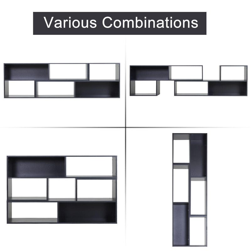 Libreria Salvaspazio per Soggiorno in Legno 120-165 x35x50 cm  Nera