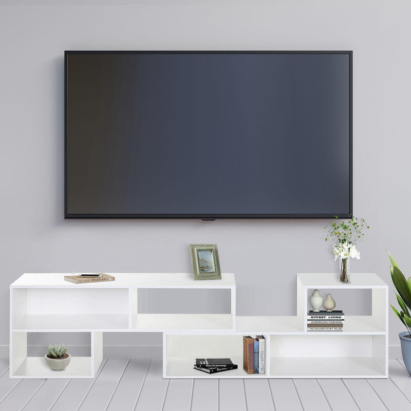 Libreria Salvaspazio per Soggiorno in Legno 120-165 x35x50 cm  Bianca