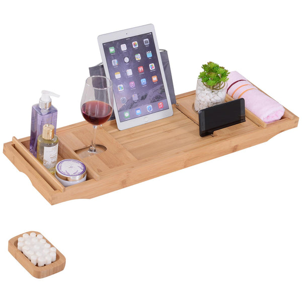 sconto Plateau de Baignoire Extensible en Bois de Bambou 73,5-108Lx23x6 cm Bois
