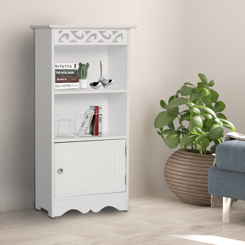 Mobiletto da Bagno in 40x23x80 cm  Floreale Bianco