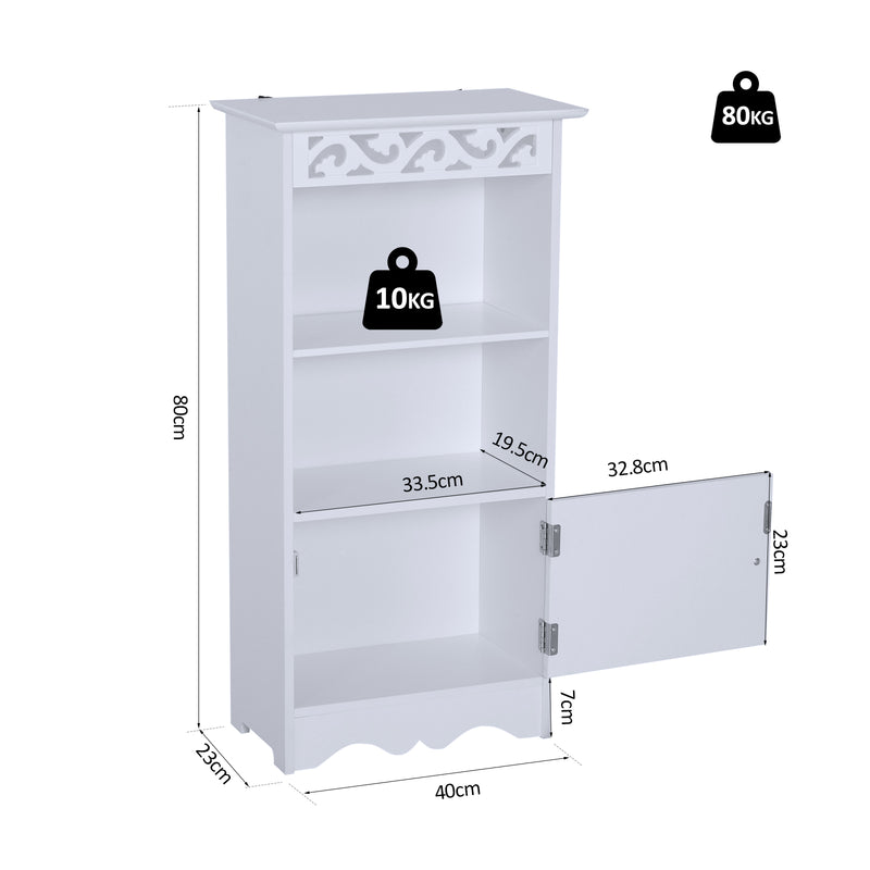 Mobiletto da Bagno in 40x23x80 cm  Floreale Bianco