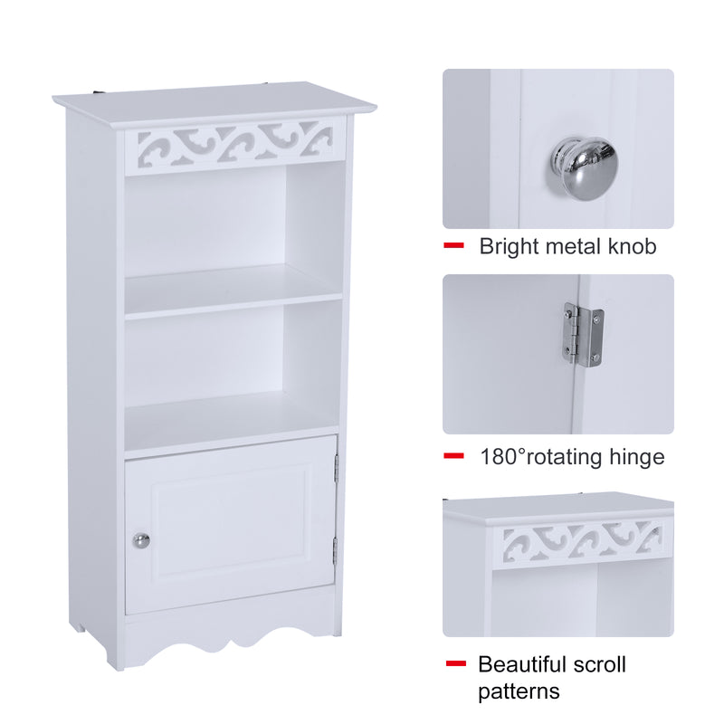 Mobiletto da Bagno in 40x23x80 cm  Floreale Bianco