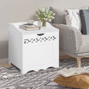 Mobiletto Bagno Portabiancheria in Legno 55x34x58 cm  Floreale Bianco