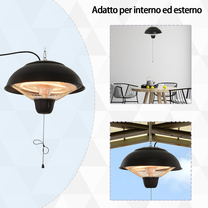 Stufa da Esterno Lampada Riscaldante Elettrica a Sospensione Led 1500W 