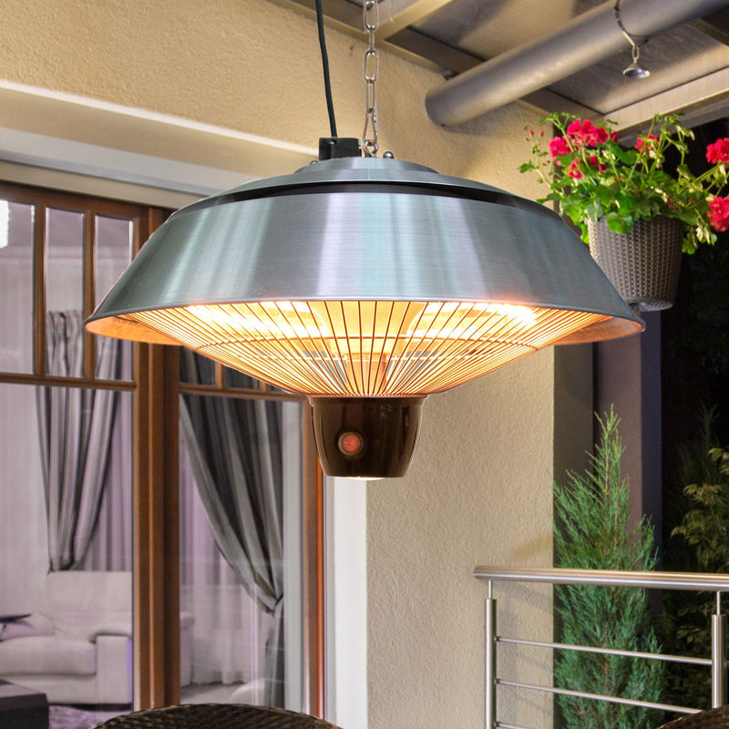 Stufa da Esterno Lampada Riscaldante Elettrica a Sospensione 1500W con Telecomando 