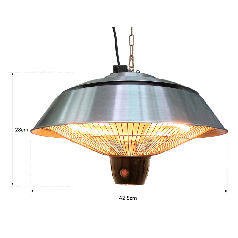 Stufa da Esterno Lampada Riscaldante Elettrica a Sospensione 1500W con Telecomando 