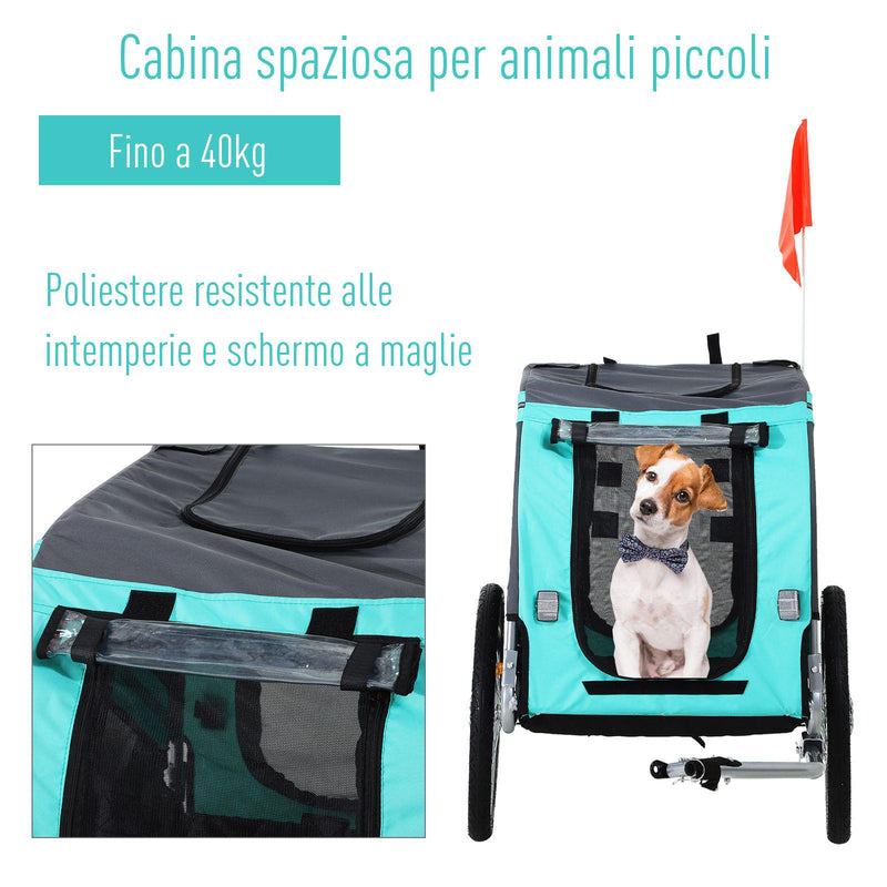 Carrello Rimorchio per Cani da Bicicletta Impermeabile  Azzurro e Grigio