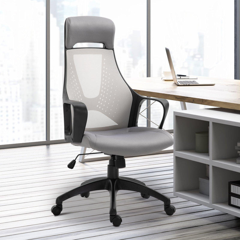 Sedia da Ufficio Presidenziale Ergonomica a Rete con Supporto Lombare  Grigia