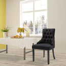 Sedia Imbottita Rivestimento in Lino  Nera