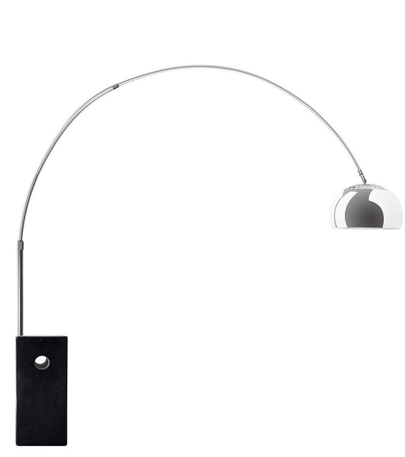 Lampada ad Arco con Stelo in Alluminio e Base in Marmo Rizzetti Nero