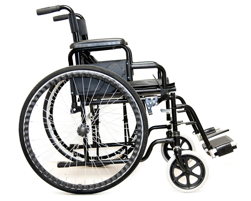 Sedia a Rotelle Pieghevole ad Auto Spinta in Acciaio Rizzetti Nera