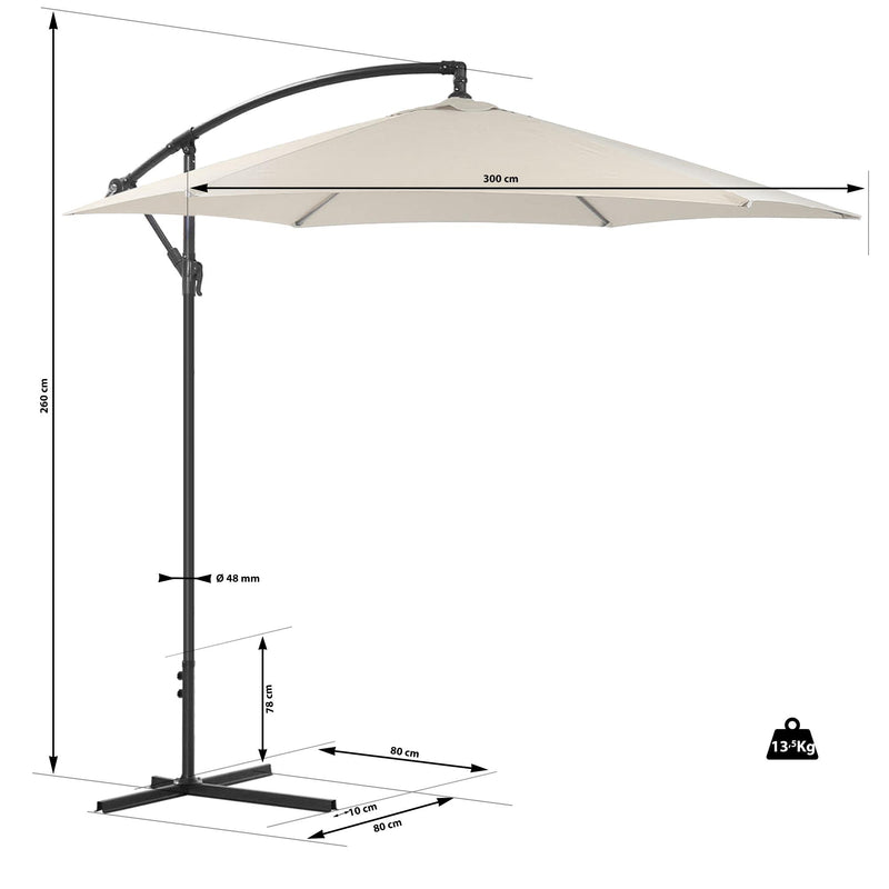 Ombrellone da Giardino Decentrato in Alluminio Ø3m Rizzetti Panna