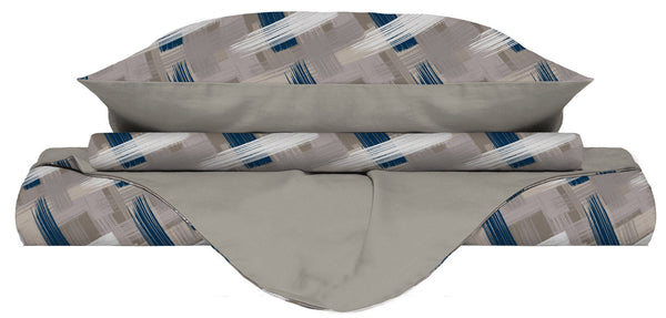 Housse de couette avec imprimé coups de pinceau double face sur le sac et les taies d'oreiller sconto