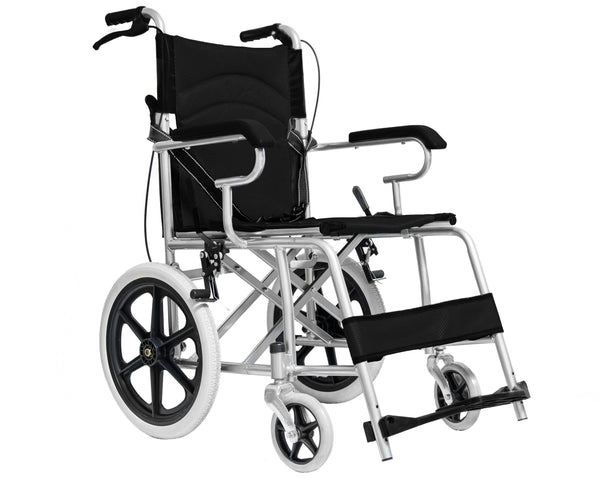 Fauteuil roulant pliant Rizzetti avec poussée assistée en aluminium noir acquista