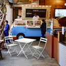 Set Tavolino e 2 Sedie Pieghevoli da Giardino in Acciaio Kraus Tiziano Celeste Chiaro