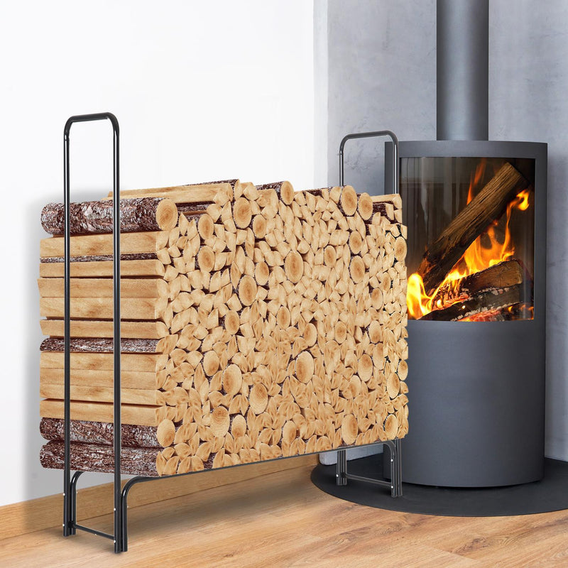 Portalegna per Camino 122x35x122 cm in Ferro  Nero