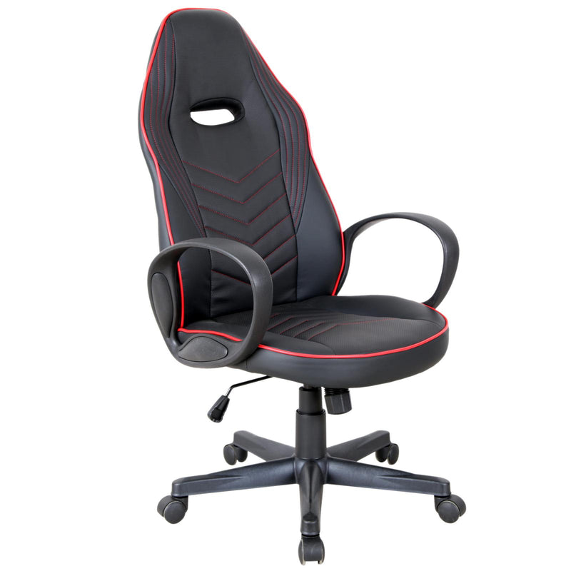 Sedia da Gaming Ergonomica in Similpelle Altezza Regolabile  Nera e Rossa