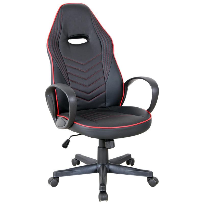 Sedia da Gaming Ergonomica in Similpelle Altezza Regolabile  Nera e Rossa