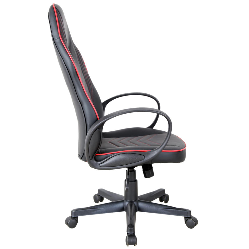 Sedia da Gaming Ergonomica in Similpelle Altezza Regolabile  Nera e Rossa