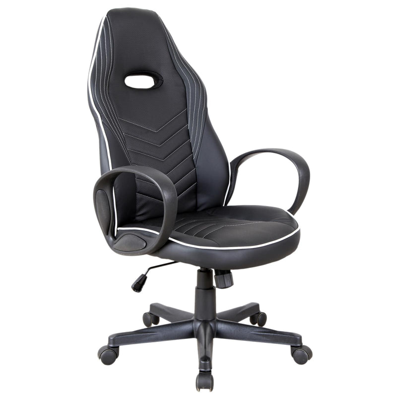 Sedia da Gaming Ergonomica in Similpelle Altezza Regolabile  Nera e Bianca