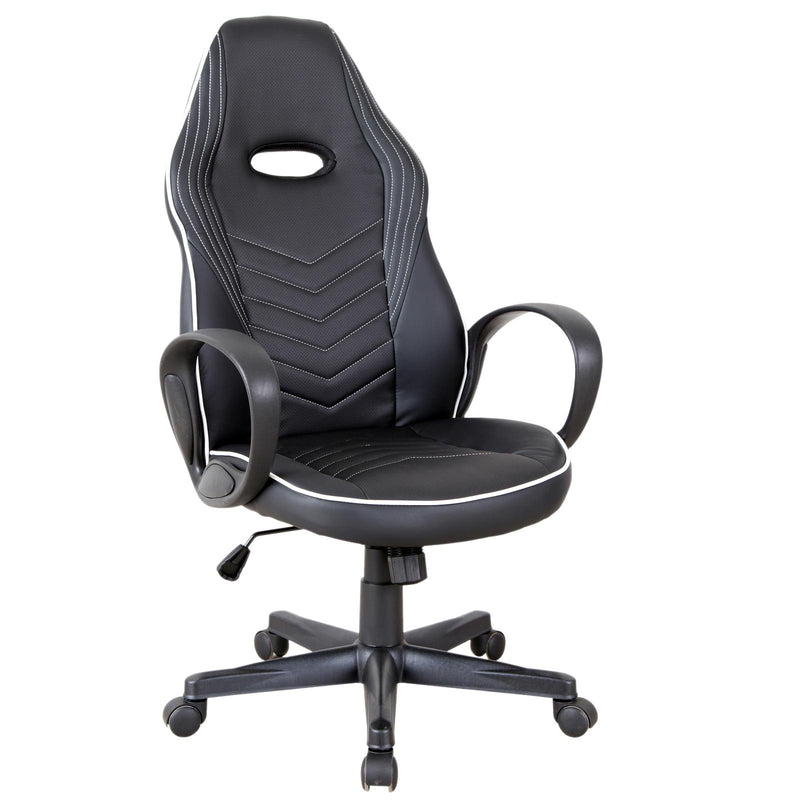 Sedia da Gaming Ergonomica in Similpelle Altezza Regolabile  Nera e Bianca
