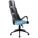 Sedia da Ufficio Presidenziale Ergonomica in Tessuto  Blu e Nero