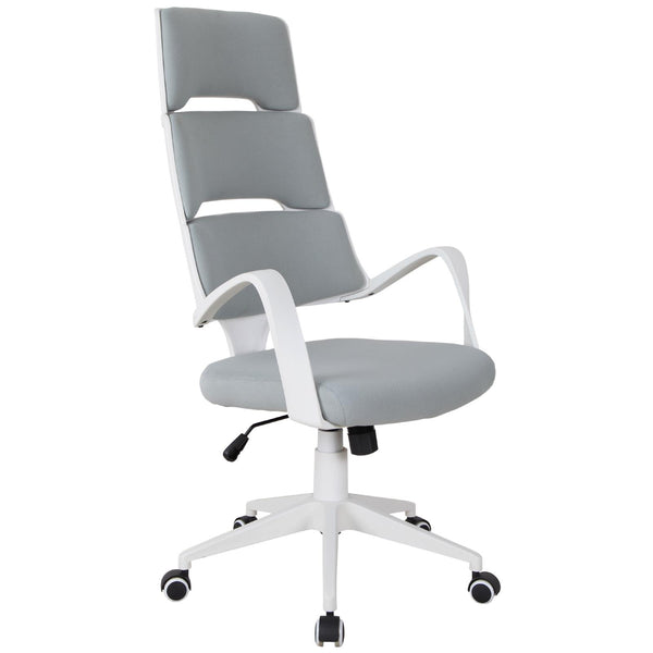 online Chaise de Bureau Présidentielle Ergonomique en Tissu Blanc et Gris