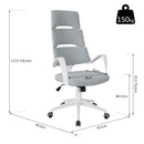 Sedia da Ufficio Presidenziale Ergonomica in Tessuto  Bianco e Grigio