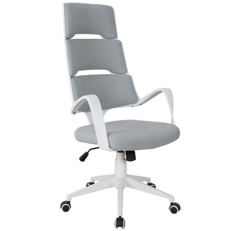 Sedia da Ufficio Presidenziale Ergonomica in Tessuto  Bianco e Grigio