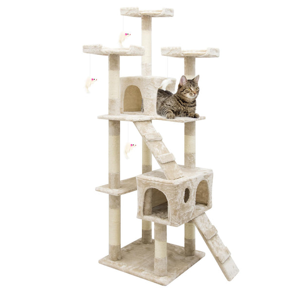online Arbre à chat avec niche pour chat H170 cm en bois de sisal naturel beige Rizzetti