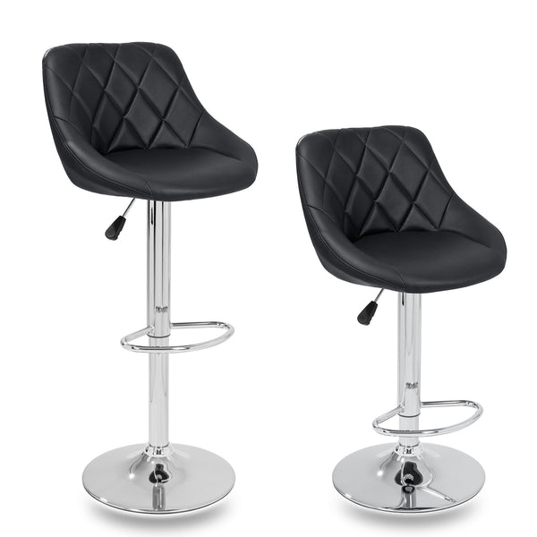 Lot de 2 Tabourets Hauts Rembourrés Simili Cuir Rizzetti Anshar Noir online
