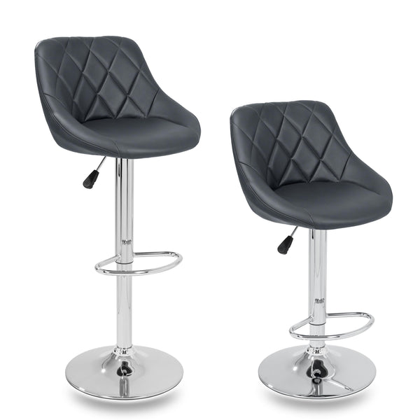 sconto Lot de 2 tabourets hauts rembourrés en similicuir gris Rizzetti Anshar