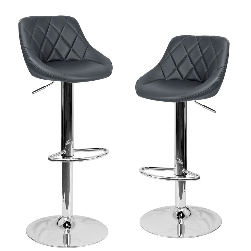 Set 2 Sgabelli Alti in Similpelle Imbottita Rizzetti Anshar Grigi