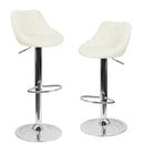 Set 2 Sgabelli Alti in Similpelle Imbottita Rizzetti Anshar Beige