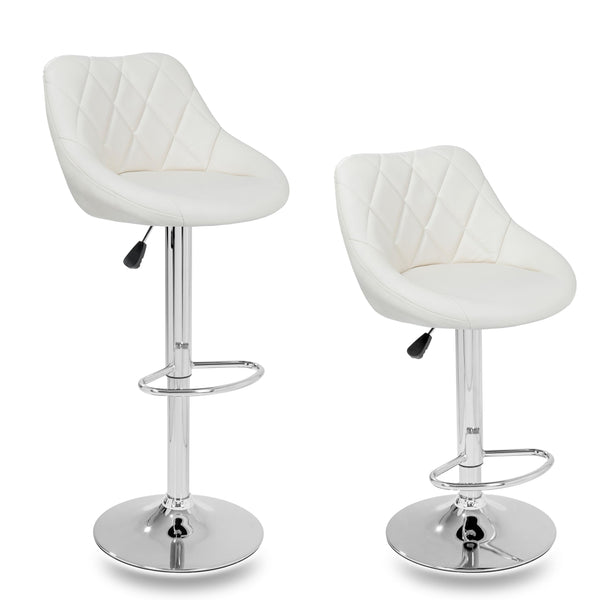Lot de 2 tabourets hauts en similicuir capitonné beige Rizzetti Anshar sconto