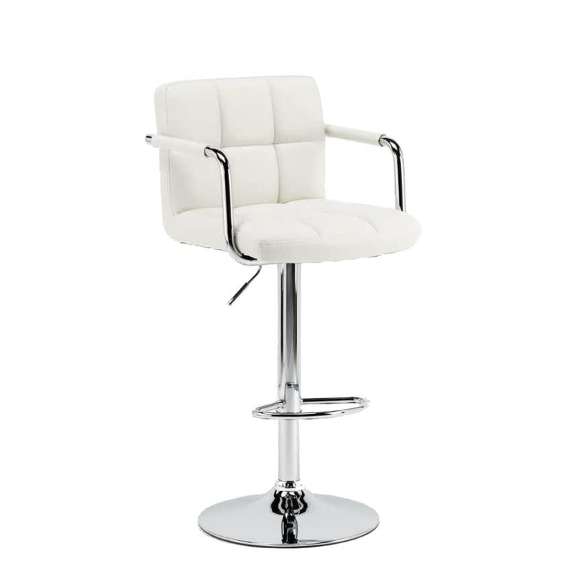 Set 2 Sgabelli Alti in Similpelle Imbottita Rizzetti Plusmir Bianchi