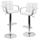 Set 2 Sgabelli Alti in Similpelle Imbottita Rizzetti Plusmir Bianchi